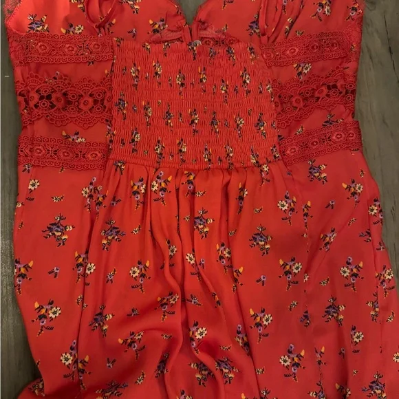 Free People Chic Red Floral Maxi Slip Dress - Picture 15 of 15